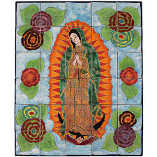 Mexican Tile Mural Virgin De Guadalupe