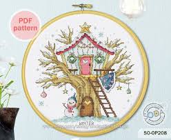 Tree House Winter Cross Stitch