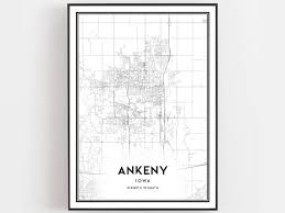 Ankeny Map Poster Wall Art Ia City Map