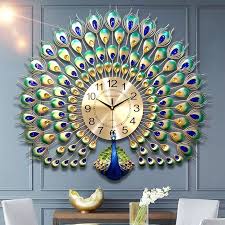Haowanjp Large Peacock Wall Clock For