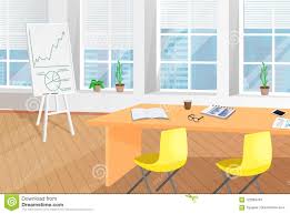 Shiny Office Room With Table And Flip Chart Poster Stock