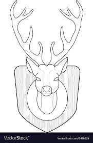 Stuffed Taxidermy Deer Head Line Art