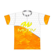 Motiv Bowling Dye Sublimated Jersey White Orange Yellow