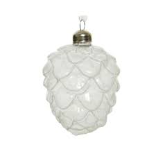 Frosted White Glass Pinecone Hanging