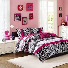 Zebra Comforter Set Black White Pink