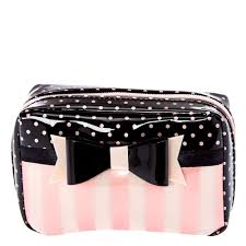 paris polka dot striped makeup bag