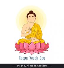 happy vesak day icon sitting buddha