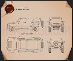 hummer h3 blueprint hum3d