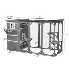 Pawhut Outdoor Cat House Wooden Catio