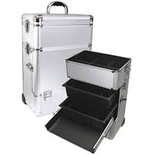 silver professional rolling makeup case