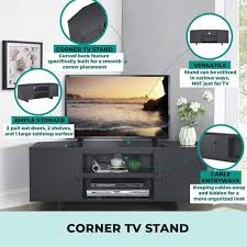 homestock black corner tv stand for 50