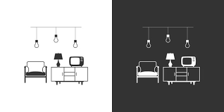 Living Room Furniture Icon Black And