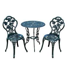 Rose 3 Piece Cast Metal Bistro Set With Cast Aluminum Top Table And 2 Chairs