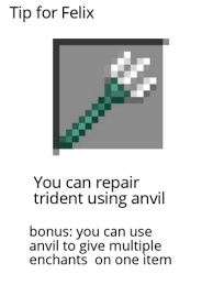 To do this, you must open a creation table and add the enchanted. Tip For Felix You Can Repair Trident Using Anvil Bonus You Can Use Anvil To Give Multiple Enchants On One Item Tip Form Gamer To Gamer Can Meme On Me Me