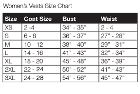 Size Chart Uniforms And Vests For Sale