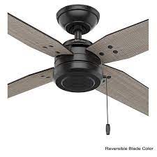 This classic, stylish ceiling fan helps create an inviting ambiance in any home. Hunter Commerce 44 In Indoor Outdoor Matte Black Ceiling Fan 59636 The Home Depot