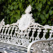 White Garden Bench In Cast Iron For