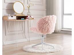 white vanity chair faux fur swivel desk chair cute fluffy armless office chair rolling makeup chairs for s bedroom study room height adjule
