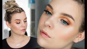 peach blue summer eye makeup tutorial