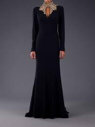 Maybe you would like to learn more about one of these? Alexander Mcqueen Embellished High Neck Gown In Black Lyst