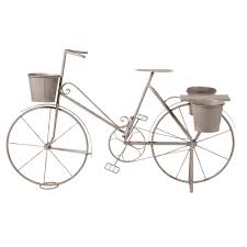 aged effect grey metal bicycle plant
