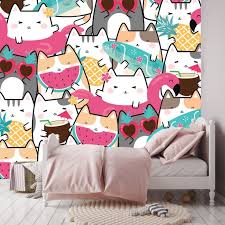 Cute Cats Wallpaper Girl Bedroom Mural