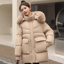 Cold Coat Hooded 2023 Faux Fur Collar