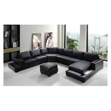 modern black bonded leather sectional
