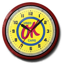 Ok Used Cars Neon Wall Clock 20 Inch