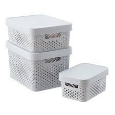 Plastic storage box with lid medium large rectangular vintage tidy box pastel. Storage With Lids The Container Store
