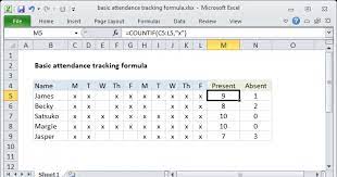 basic attendance tracking formula