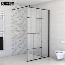 fixed glass door wet room shower wall