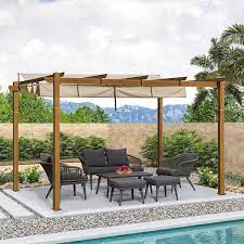 Outdoor Wood Looking Aluminum Pergola