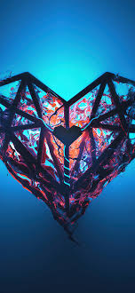 heart wallpaper 4k low poly artwork glow