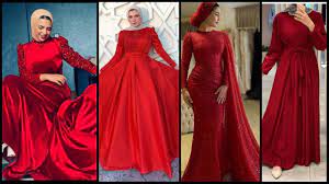 فستان سواريه احمر محجبات