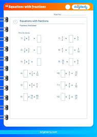 Equations With Fractions Worksheets