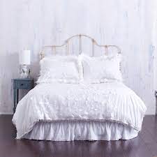 White Duvet Cover With Textured Fl