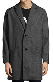 Bershka Mens Wool Blend Coat Black Light Grey Herringbone