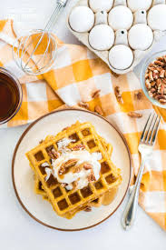 easy pumpkin waffles fall breakfast idea