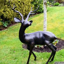 Large Stag Garden Ornament Looking