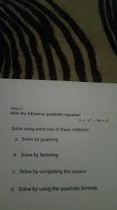 with the following quadratic equation y