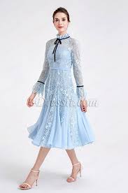 Edressit Light Blue High Neck Lace Princess Party Dress 04190605