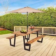 Acacia Wood Outdoor Dining Table Set