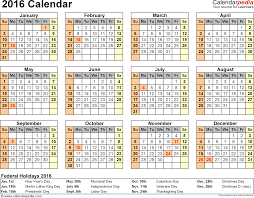 19 2016 Calendar Template Images January 2016 Printable