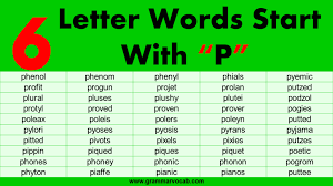 6 letter words starting with p