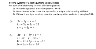 Linear Equations Using Matrices Chegg