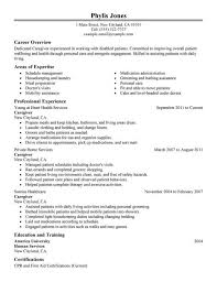 Sample In Home Caregiver Resume Onealphaco Resume Example