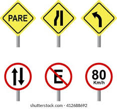 three traffic signs stock vector