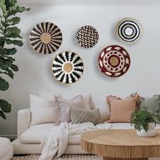 visland woven wall basket decor woven bowls trays hanging baskets outdoor indoor bowls for home table wall art rustic woven but durable structured