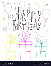 Cute Happy Birthday Greeting Card Design With